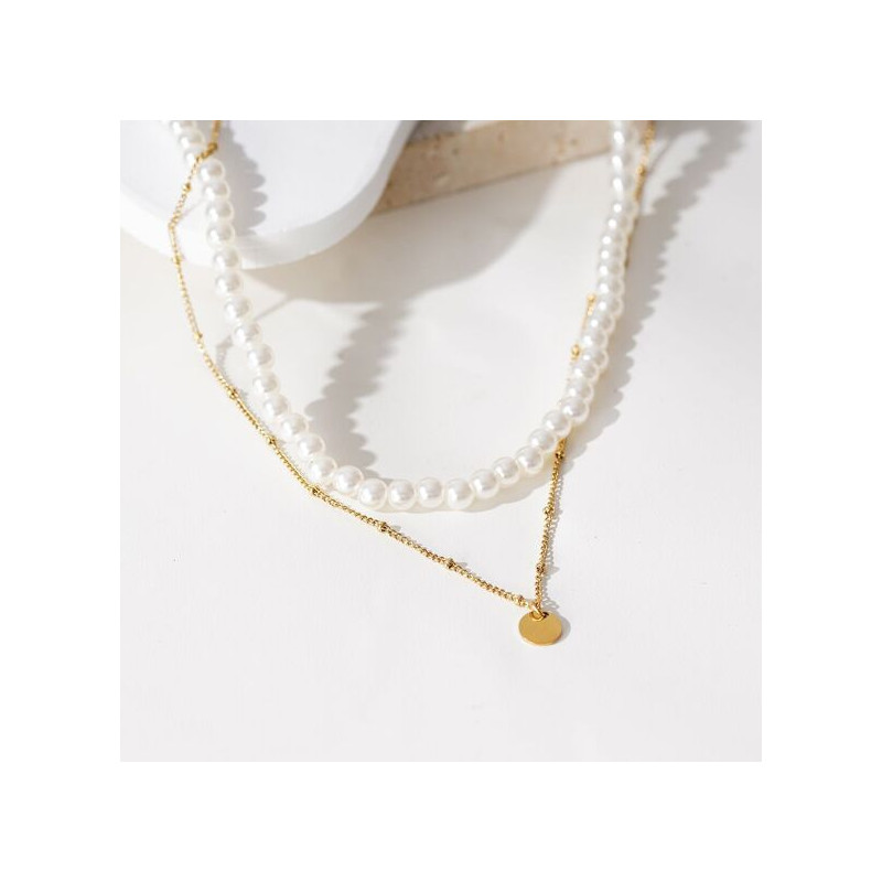 COLLIER DOUBLE RANG PERLES